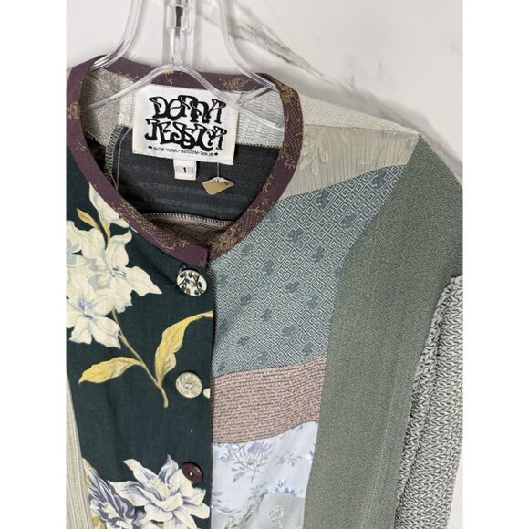 Vintage Donna Jessica Jacket Womens Sz 1 / L Patchwork Art To Wear Lagenlook - Picture 3 of 6